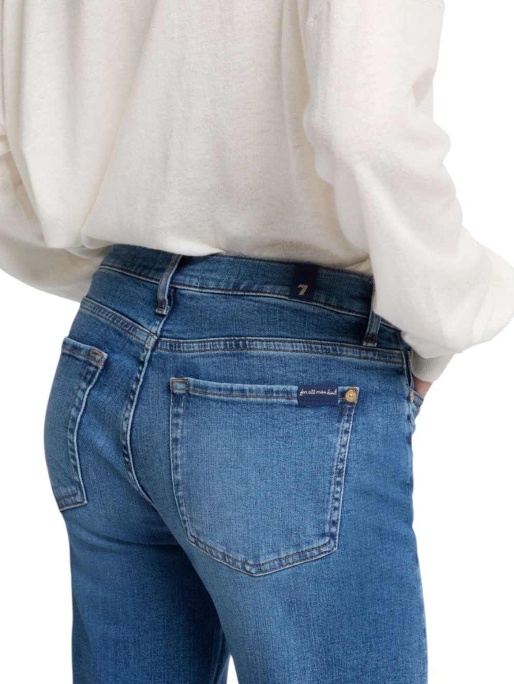 7 For All Mankind Twisted Seam Dojo Jeans Italian Fabric Yuma Blue 10/30 NWT - Picture 5 of 15